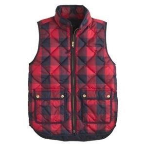 J.Crew Excursion quilted vest buffalo check plaid